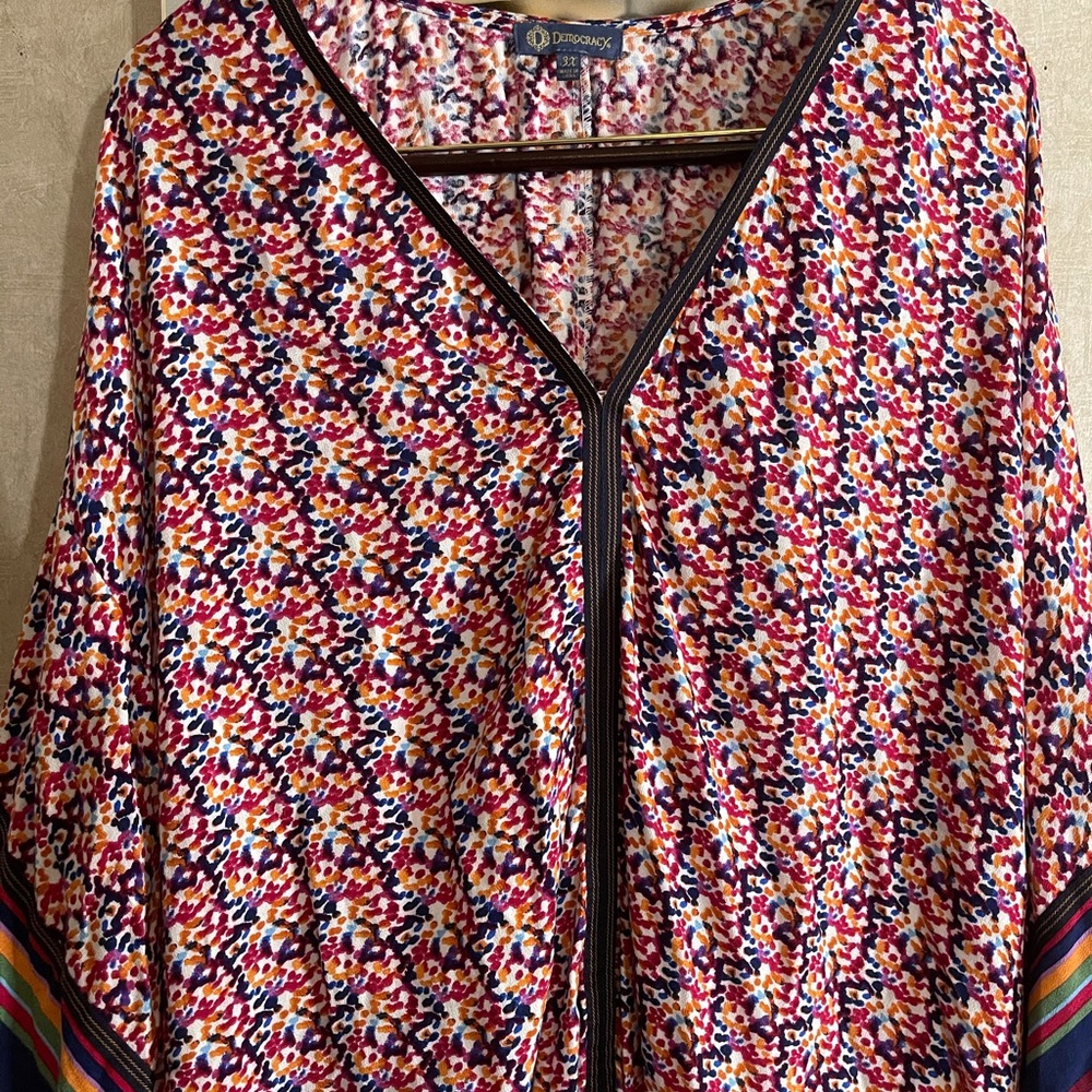 Democracy multicolored v-neck